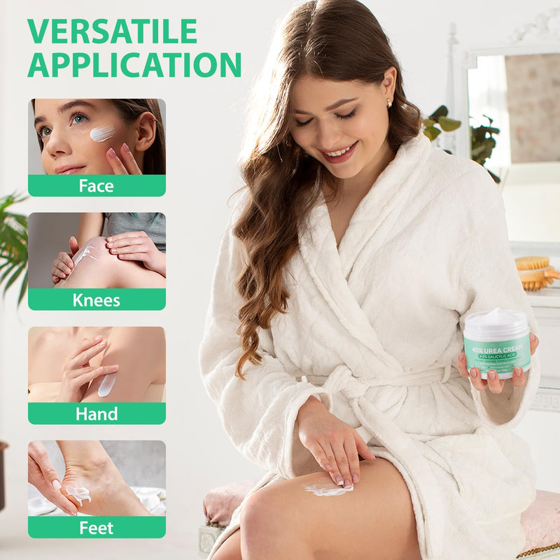 Urea Cream 40 Percent for Feet - 40% Urea Cream Plus 2% Salicylic Acid with Hyaluronic Acid,Tea Tree, Aloe Vera for Dry Cracked Heels, Knees & Maximum Strength Foot Deep Moisturizer(5.29 OZ) - BeesActive Australia