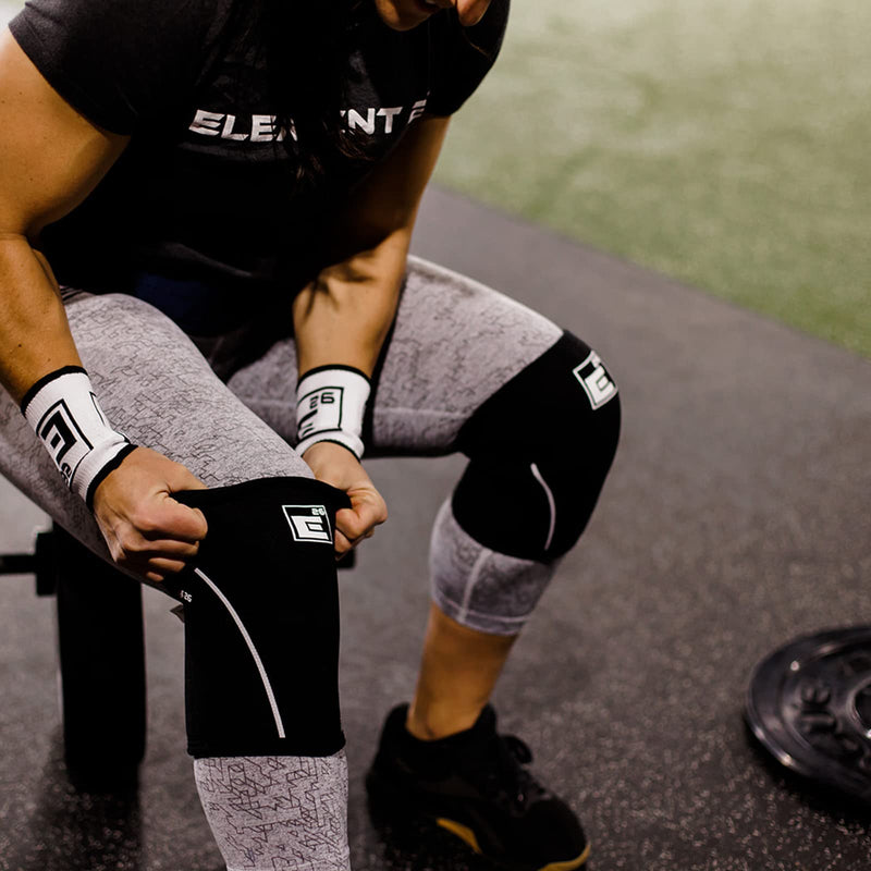 Element 26 Knee Sleeves for Weightlifting (Sold as a Pair) - 6mm Premium Neoprene for Compression, Mobility, and Warmth - Compression Sleeve for Functional Fitness, Squats, Deadlifts (Medium, Black) Medium Black and White