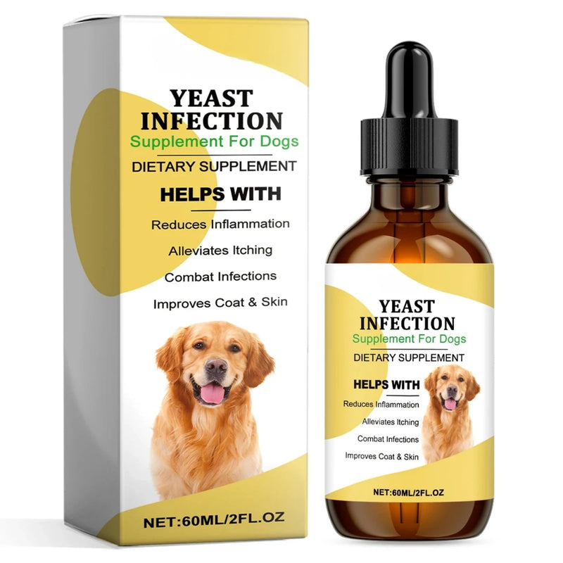 Natural Yeast Infection Treatment for Dogs, Dog Itchy Skin Relief & Ear Infection Treatment Inflammation Relief, Dog Antibiotics for All Breeds and Size, Vet-Formulated Herbal 60ml