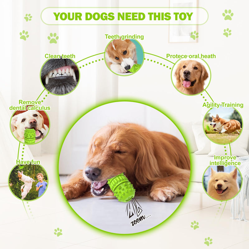 PIFFZEDO Dog Toys for Aggressive Chewers Tough Dog Squeaky Toys for Large Medium Breed Interactive Durable Natural Rubber Dog Chew Toys Dog Birthday Toy Dog Toothbrush (Green,Large) Green - BeesActive Australia