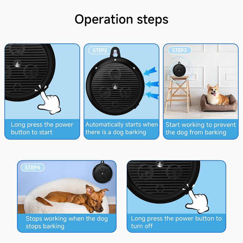 35ft ultrasonic Dog bark Box Anti Barking Device for Dogs Bark Deterrent Devices with 3 Modes （Black+Grey）
