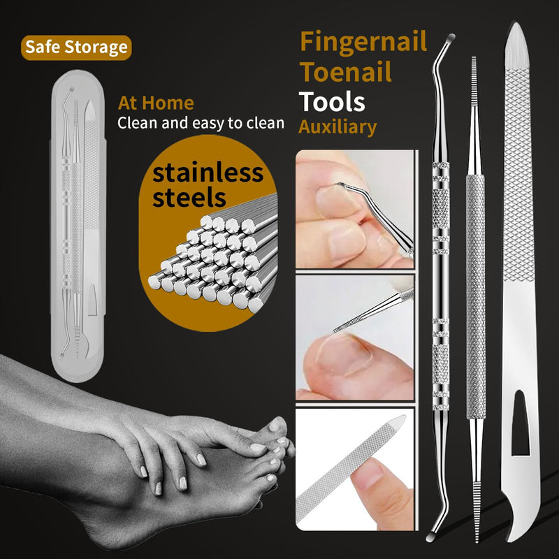 EBEWANLI Professional Nail Grooming Kit, Podiatrist Pedicure Kits Stainless Steel Nail Clipper Personal Care Tools with Travel Bag, Gift for Seniors, Men 7PCS-A