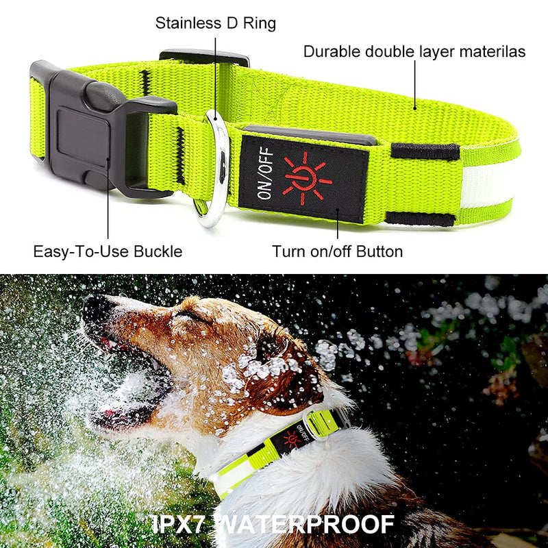 LED Dog Collar- Light up Dog Collars, LED Collar Waterproof, Adjustable Flashing Dog Collar, Rechargeable Dog Collar Visiblity & Safety for Your Dogs (Green, Large) Green - BeesActive Australia