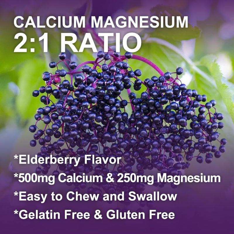 2Pack Calcium Magnesium Zinc Gummies with Vitamin D3 for Women & Men, 60Ct | WOGORGT - Chewable Calcium Magnesium Zinc D3 Supplement with Sea Moss, Elderberry for Bone, Teeth, Immune Support, Vegan 60 Count (Pack of 2)
