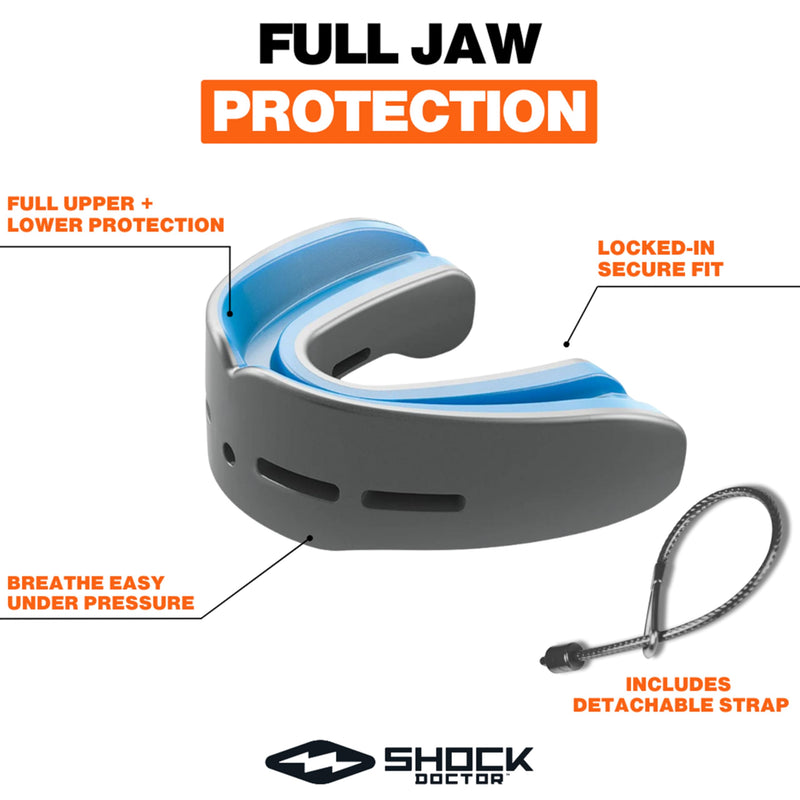 Shock Doctor Nano Double Mouthguard, Protects Upper and Lower Teeth, Youth & Adult available Carbon