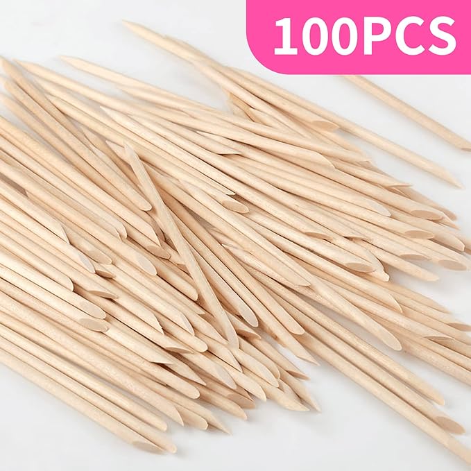 RICISUNG Orange Wood Sticks, 100 Pieces, Multi-functional Nail Tools, Nail Sticks, Wooden - BeesActive Australia