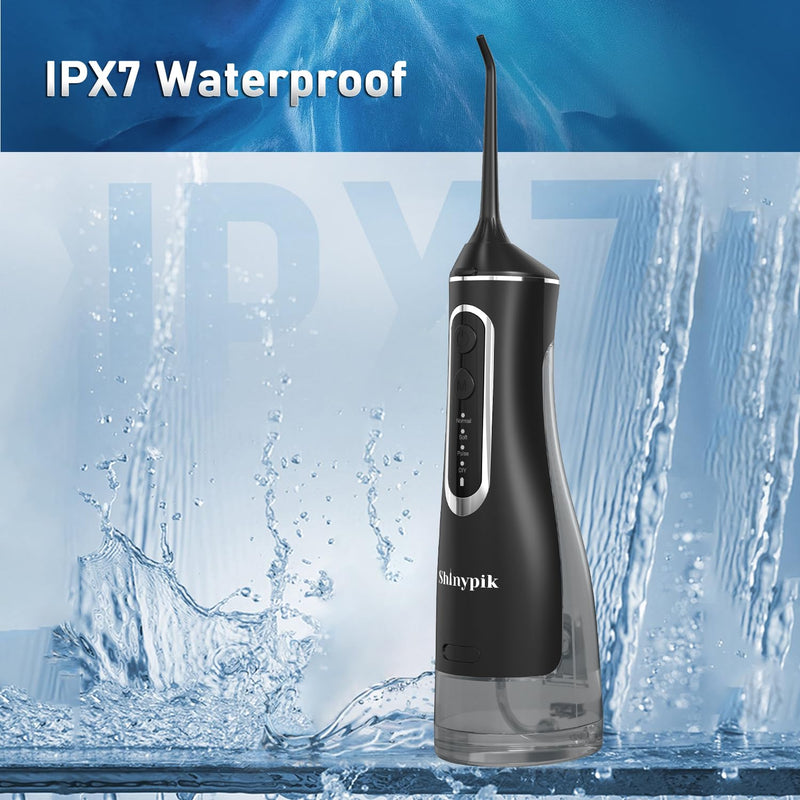 Electric Water Flosser Pick - 320ML Larger Tank 4 Modes Cordless Portable Oral Irrigator,IPX7 Waterproof Dental Flosser,Professional Water Teeth Cleaner Picks for Home Travel (Black) Black