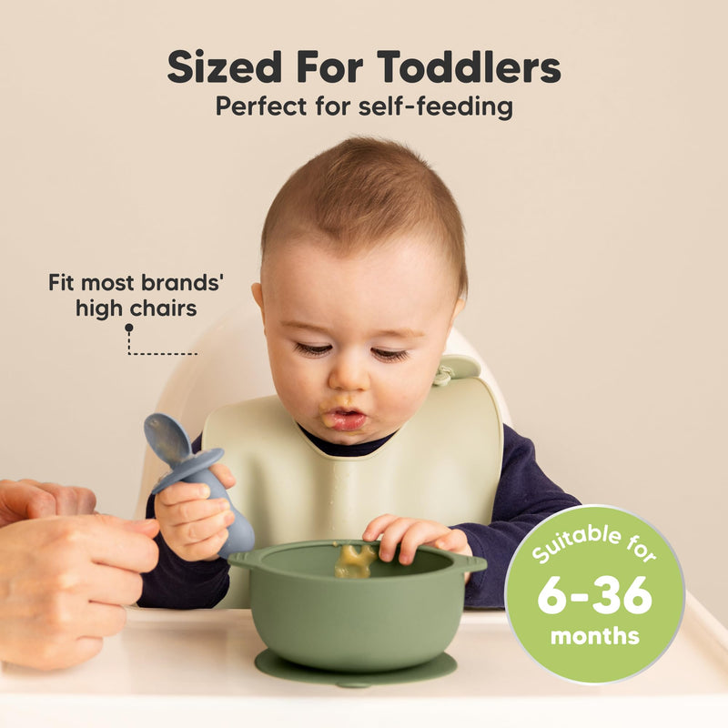 KeaBabies 2-Pack Baby Bowls with Suctions, Lids - Silicone Toddler Suction Bowls for Baby Boy, Girl, Kids, Food Grade Silicone, BPA-Free, Dishwasher Safe, Toddler Eating Essentials (Slate) Slate