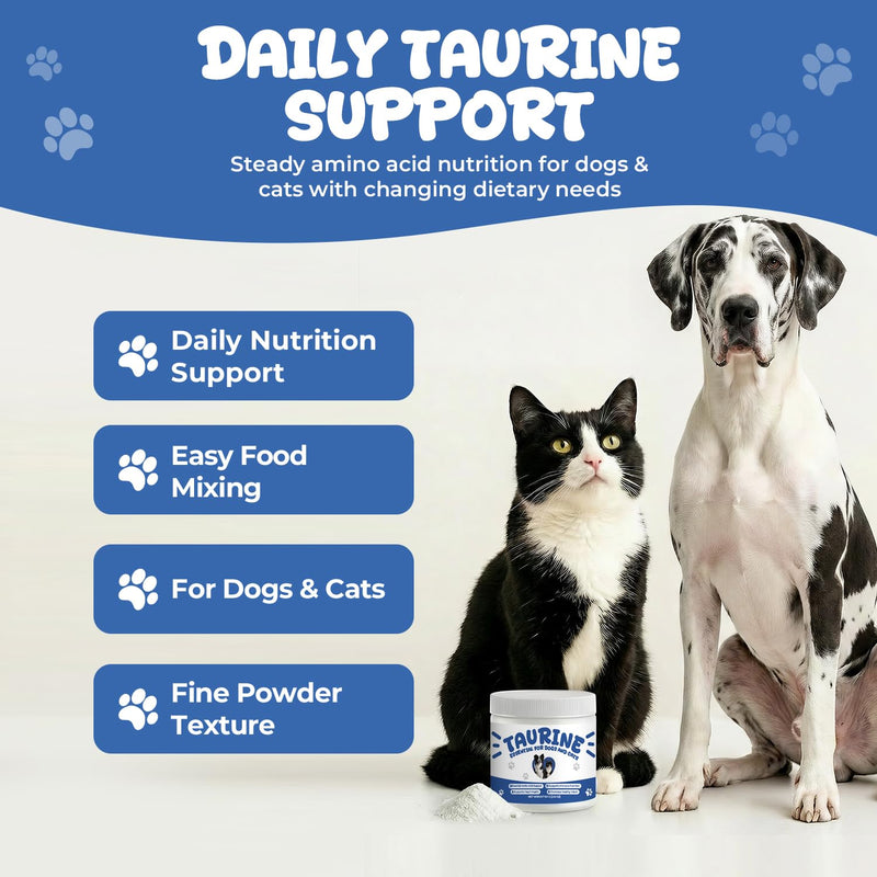 Taurine Powder Supplement for Dogs & Cats, Essential Amino Acid Support for Heart, Vision & Muscle Function, Daily Pet Nutrition Powder, 60 g