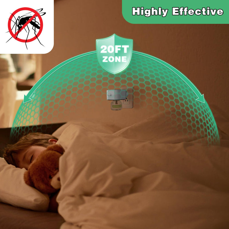Mosquito Repeller, Electronic Mosquito Repellent Plug in Indoor Use, includes 2-Pack 280 Hr Repellent Refills, No Candles or Flames, DEET-Free, for Home, Bedroom, Office, Kitchen (White) White - BeesActive Australia