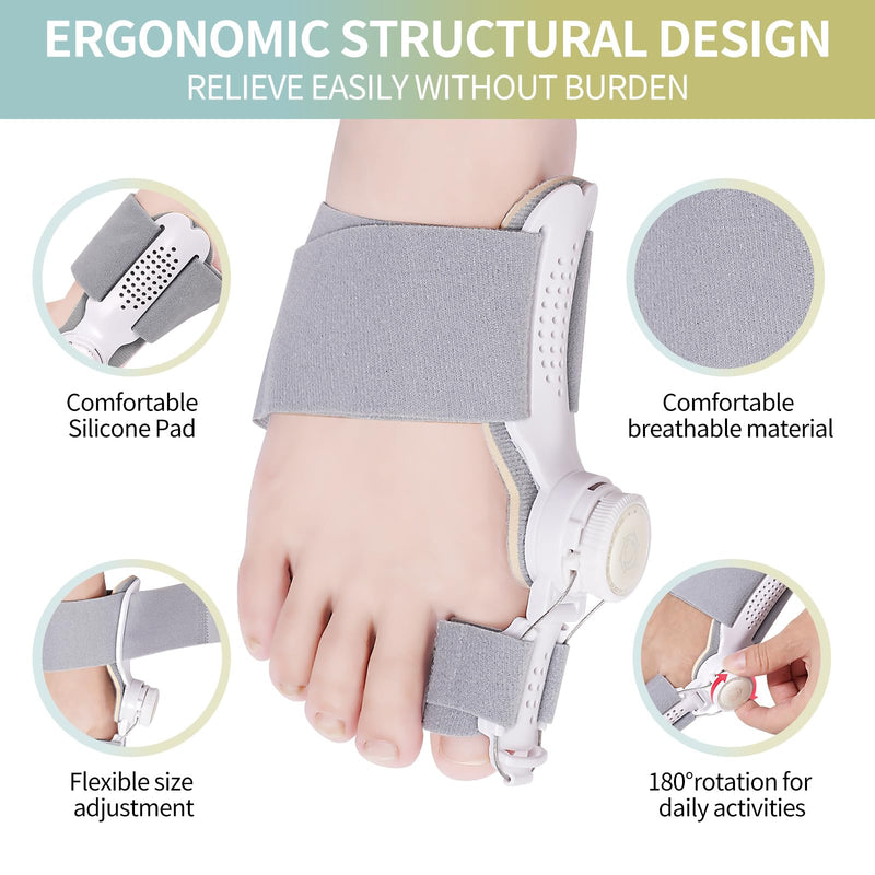 Bunion Corrector for Women & Men ：2-in-1 Adjustable Big Toe Relief Bunion Splints Hammer Toe Straightener，Comfortable, Effective Double Correction，1 set 1 set
