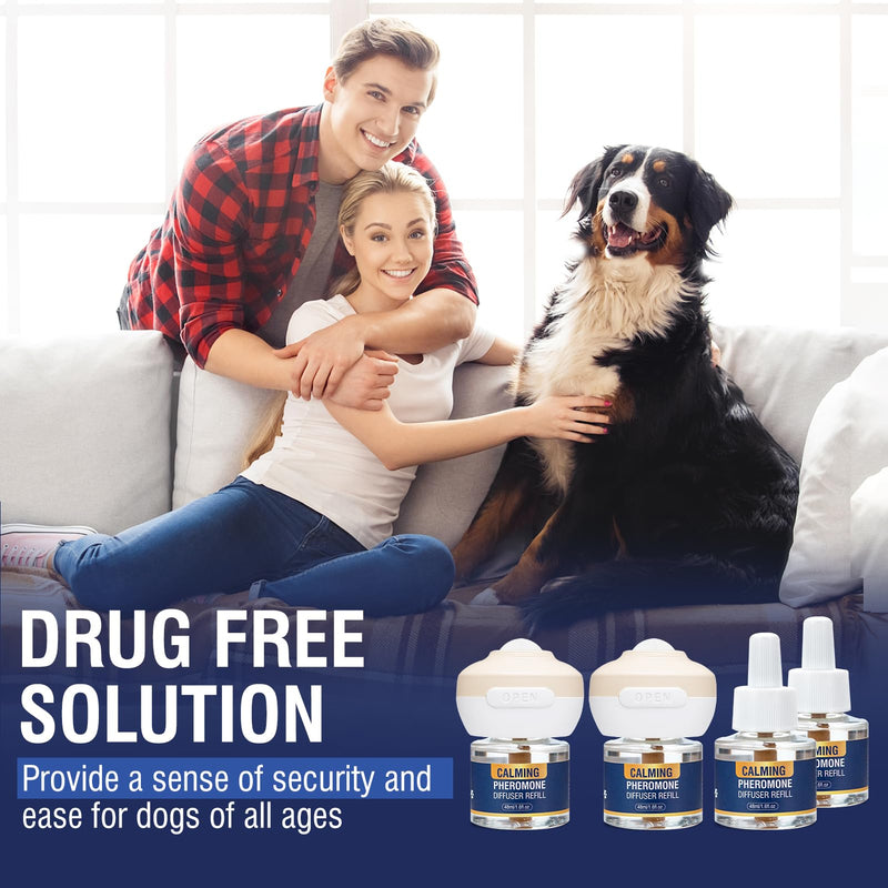 Piuess Dog Calming Plug In Pheromone Diffuser 6 IN 1 Kit to Calm Dogs Effectively Relieves Anxiety Barking Chewing and Separation Anxiety of 120 Days Continuous Calming Pee Accidents Aggression 6 IN1