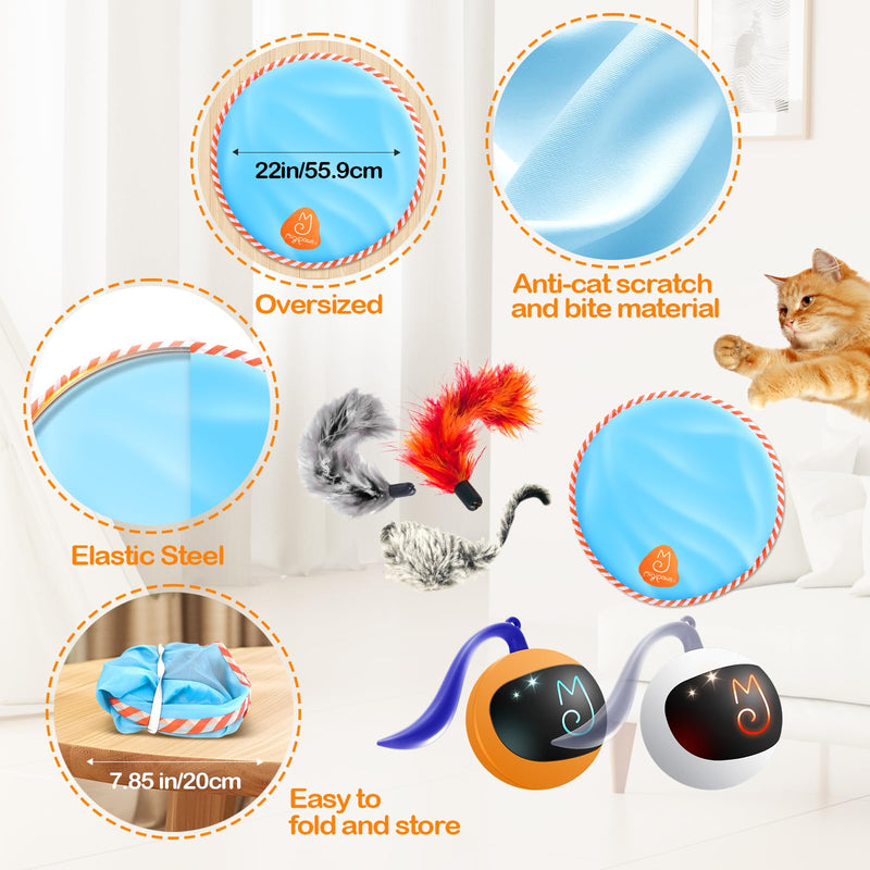 Migipaws Interactive Cat Ball Toy Set, Fun Tracker, Glowing Chase Ball with MystiChaser Pouch, Fluffy Tail, A Small Mice (Orange) orange - BeesActive Australia