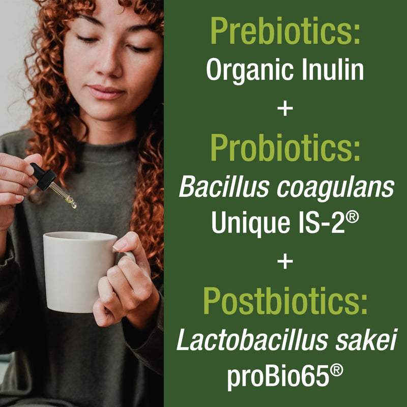 Organic Synbiotic = Prebiotics + Probiotics + Postbiotics 3-in-1 Supplement | For Women, Men, & Kids. Pre, Pro, & Post Biotics Liquid Drops for Gut + Microbiome Balance. Made in USA, Vegan, Zero Sugar
