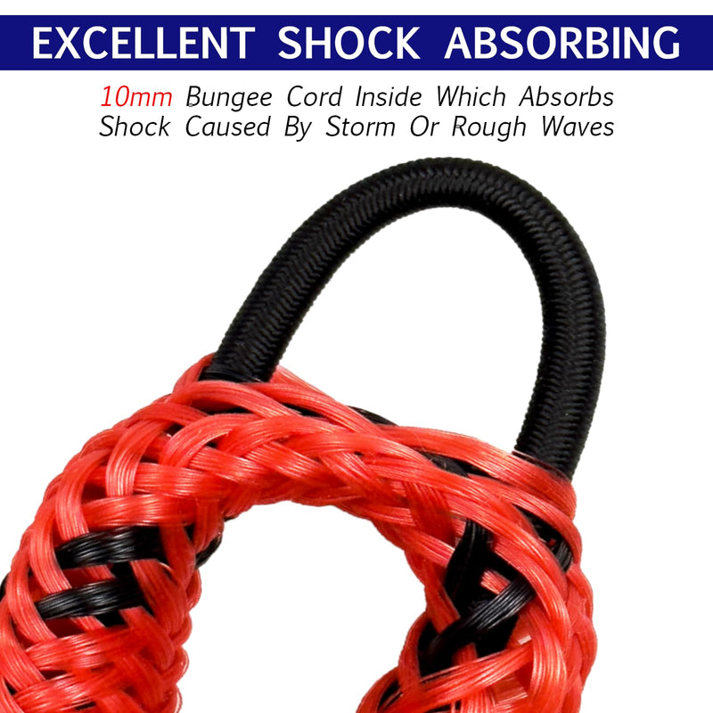 4 Pack Bungee Boat Dock Line with Stainless Steel Clip 3FT Mooring Rope Boat Accessories Docking Lines PWC Dockline for Boats Kayak, Jet Ski, Pontoon, Canoe, Power Boat WaveRunner(Red&Black)