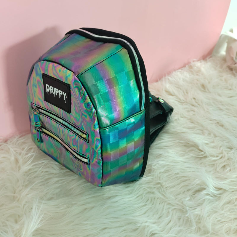 Mini Rave Hydration Pack - Hydropack Backpack for Women & Men – 1.5L Leakproof Bladder – Rave Essentials and Accessories - Hydro Pack for Music & EDM Festivals - Oil Slick - BeesActive Australia