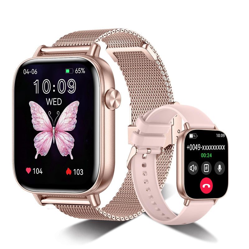 Smart Watch for Women,1.83" HD Smartwatches (Answer/Make Call), IP68 Waterproof Activity Fitness Tracker, HR, Sleep Monitoring, Pedometer, Reloj Inteligente for Android iOS (Rose Gold) Rose Gold
