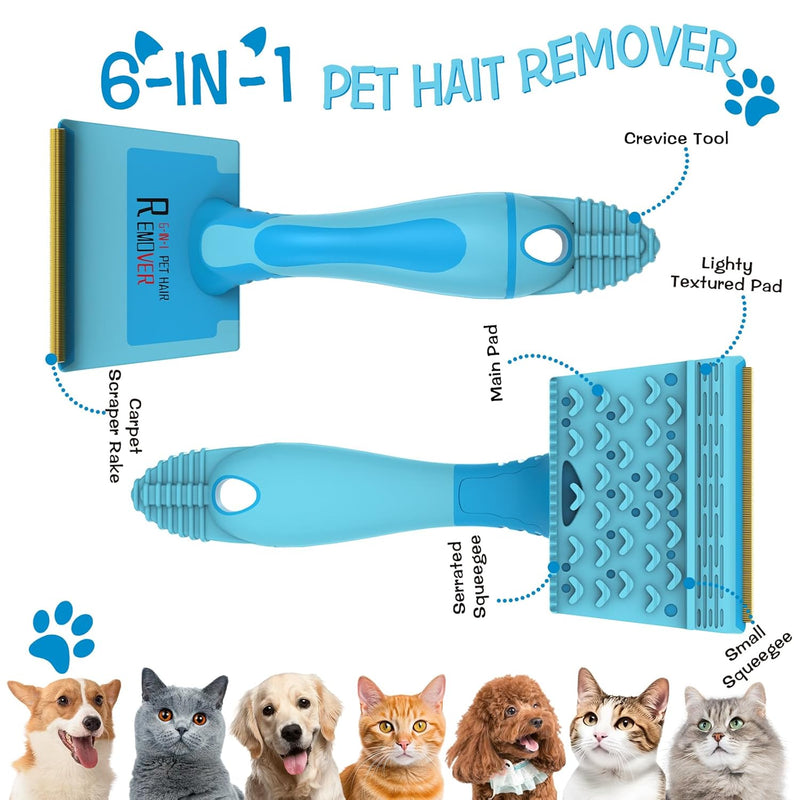 6IN1Pet Hair Remover Tool,Reusable Animal Fur Removal Tool,Pet Hair Remover Broom Pet Hair Removal,Dog and Cat Hair Remover,Couch,Furniture,Carpet Pet Hair Removal Brush Tool(8.27inches) 8.27 Inch - BeesActive Australia