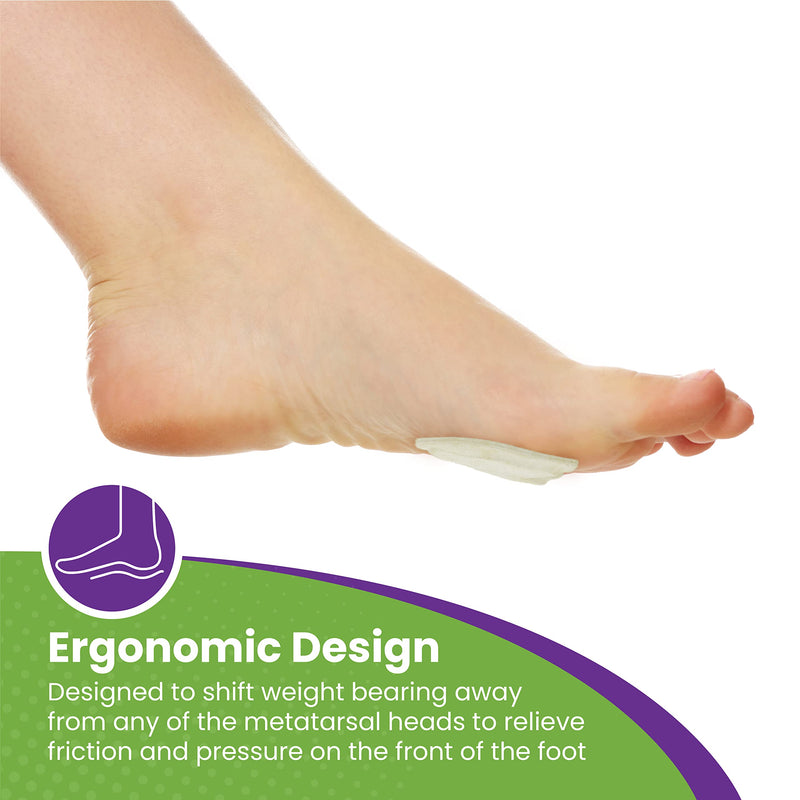 Premium Dancers Pads for Ball of feet Pain - Sesamoiditis Pads - Made in USA - 1/4" Thick Adhesive Skived Felt - 12 Pieces - Left Foot