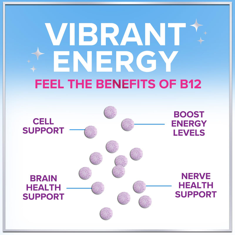 Vitamin B12 1000 mcg per Serving Chewables - B12 Complex with Heart & Nerve Energy Health Support - Vitamin B-12 Complex with Immune Health Support - Fast Dissolve, Bottled in USA - 120 Chewables 120 Count (Pack of 1)