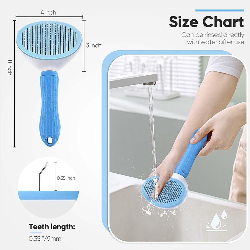 Cat Brush Self Cleaning Slicker Brush with Release Button, Dog Shedding Brush for Grooming, Cat Comb Pet Massage Tool Suitable for Long or Short Pet Hair Cleaner, Removes Tangles & Loose Fur - BeesActive Australia