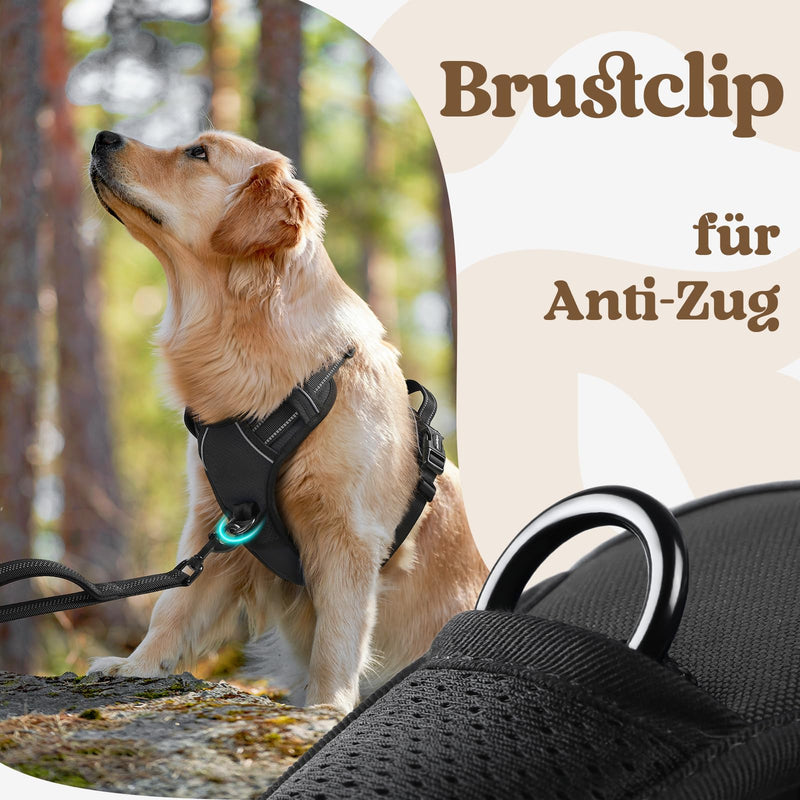 rabbitgoo Dog Harness for Large Dogs, Adjustable Dog Harness without Pulling & Choking, Anti-Pull Dog Harness with Handle, Soft Padded Reflective Chest Harness, Black L L (Pack of 1) - BeesActive Australia