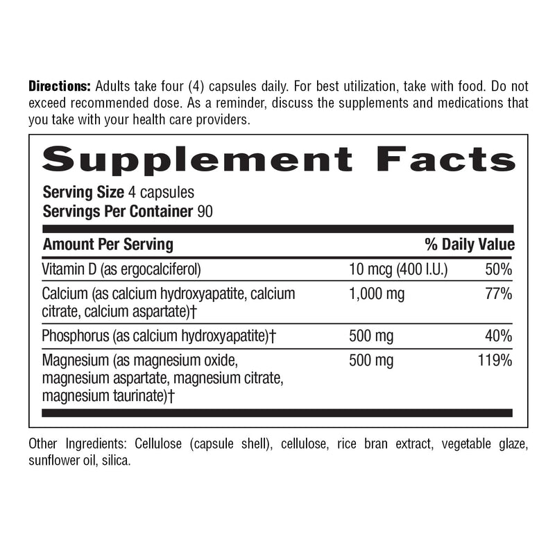 Country Life Target-Mins Calcium Magnesium with Vitamin D, 360 Capsules | Supports calcium absorption and strong bones with 1,000 mg calcium, 500 mg magnesium and 400 IU vitamin D Unflavored 360 Count (Pack of 1)