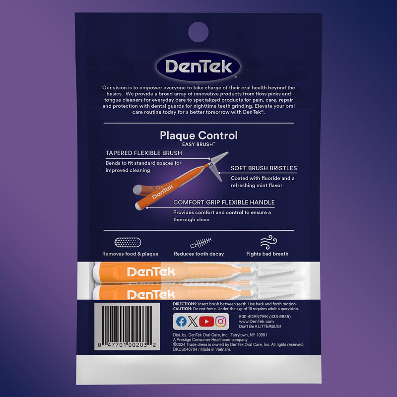DenTek Easy Brush, Interdental Brushes for Cleaning Between Teeth, Safe for Braces & Dental Work, 16 Count, Pack of 6 Interdental Cleaners 16 Count (Pack of 6)