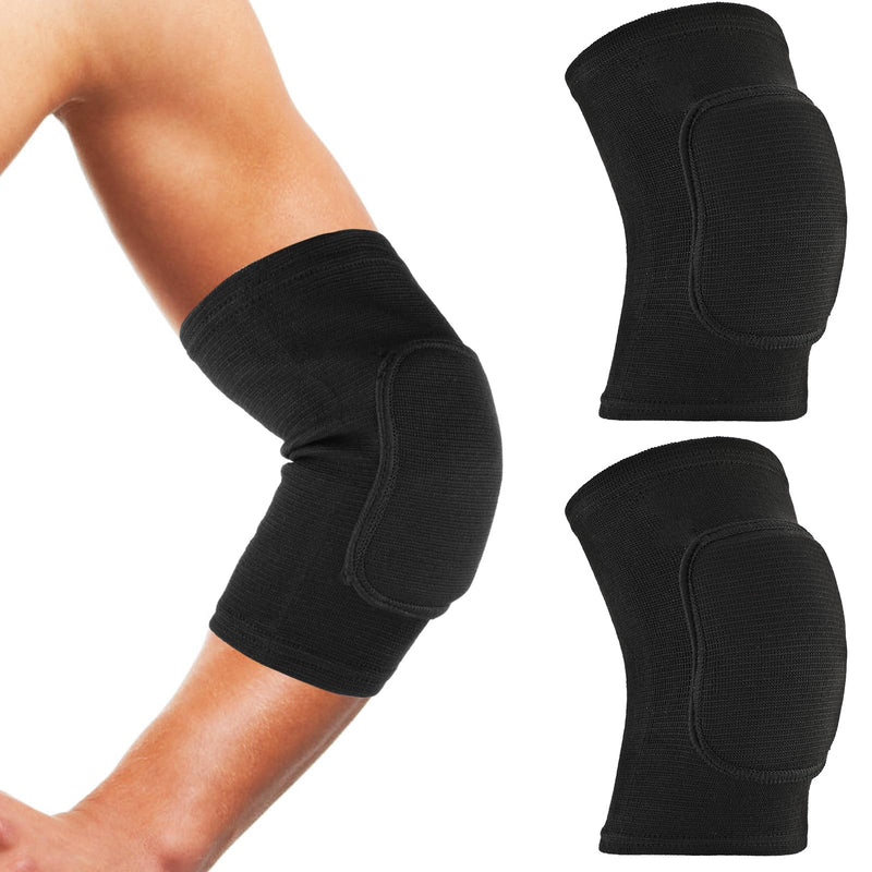 Arm Brace Pads Elbow Protector Strap Pair, Breathable Anti-Collision Sponge Tendonitis Fitness Volleyball Basketball Tennis Golfers Knee Support Band for Kids Men Women Elderly Black(40-75kg)