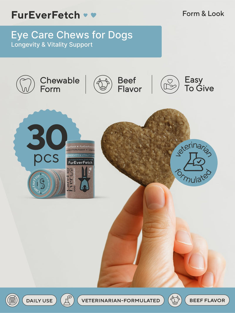 Supplement Treats for Senior Dogs ~ Eye & Brain Function, Immune Health, Overall Vitality & Longevity for Aging Dogs. Enriched with Breakthrough Active Ingredients (30 Days Supply)