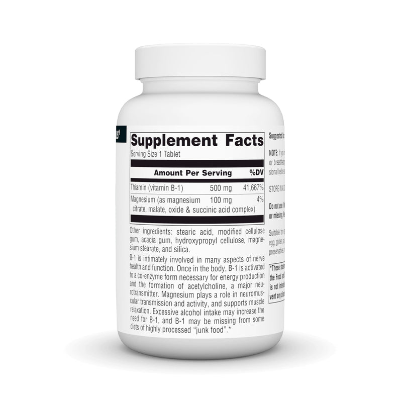 Source Naturals Vitamin B-1, Thiamin, 500mg - 100 Tablets | High Potency | Nerve Support*