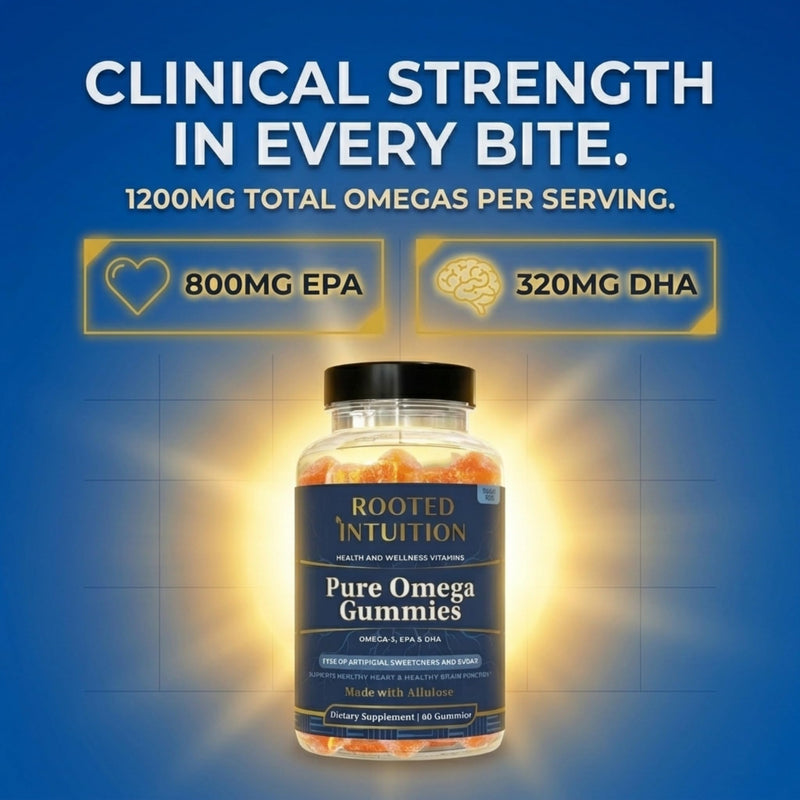 Rooted Fish Oil Omega 3 Gummies for Adults Kids & Teens - DHA & EPA Gummies for Women & Men - Omega-3 Oil for Heart Brain Support - No Fishy Aftertaste - Orange Flavor - 60 Count