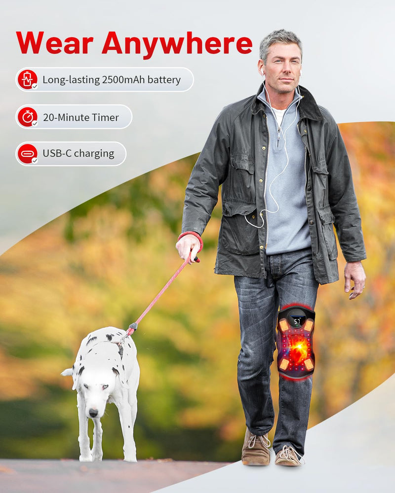 Upgraded PRO Red Light Therapy Knee Brace & 4 Vibration Massage - Rechargeable Controller, 660nm&850nm Red Light Therapy Heated Device for Knee/Elbow/Shoulder Upgraded Knee - BeesActive Australia