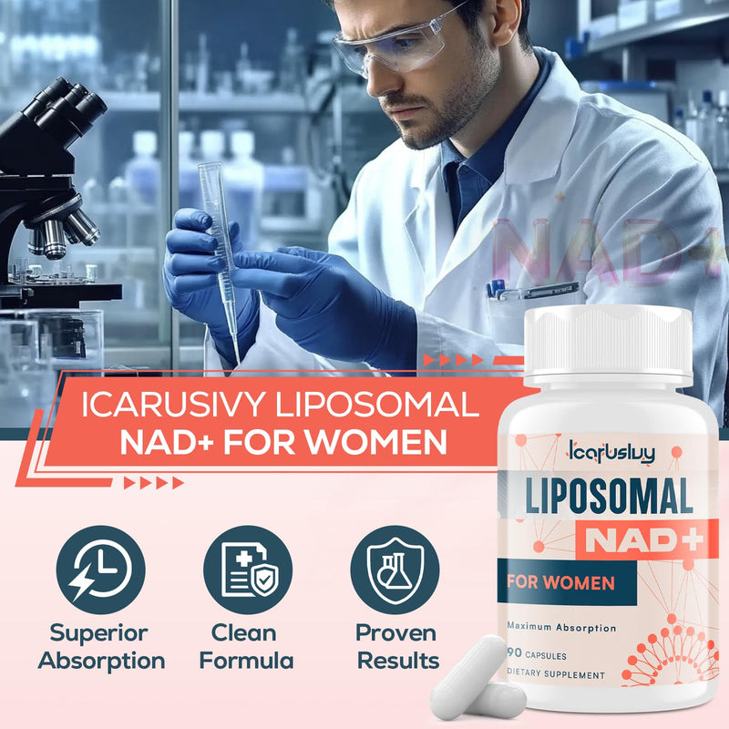 NAD for Women, NMN Alternative, Female Liposomal NAD+, 90 Capsules | Women Focused Formula, Cellular Wellness Support*, Liposomal Delivery System, Antioxidant & Cognitive Function, Vegan 90 Count (Pack of 1)