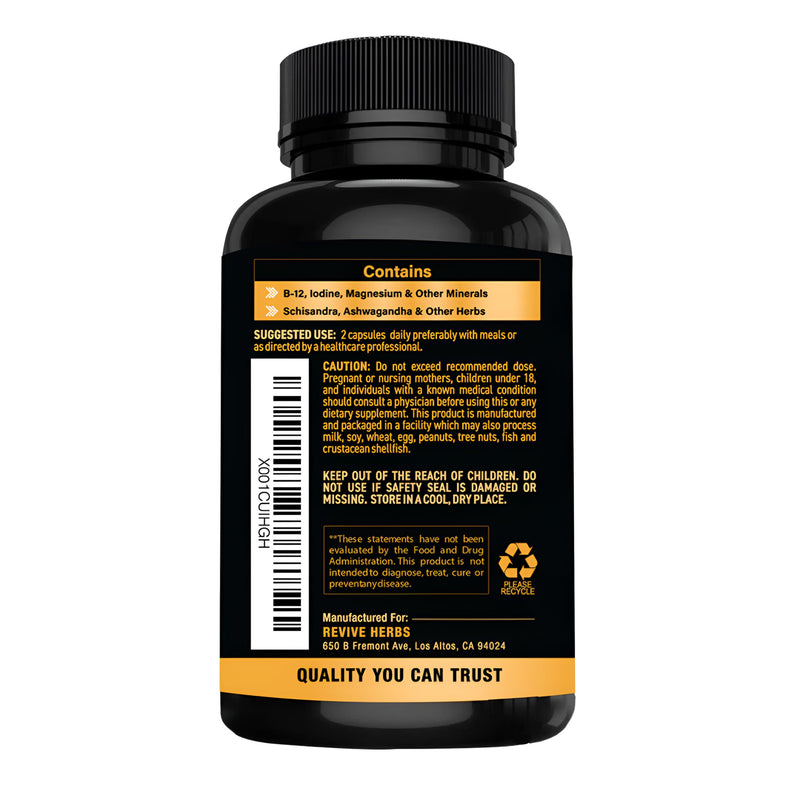 Thyroid Support: Powerful Blend of Ashwagandha, Iodine, Selenium, Magnesium, Zinc, Vitamin B12 & More for Optimal Health - 60 Capsules 60 Count (Pack of 1) - BeesActive Australia