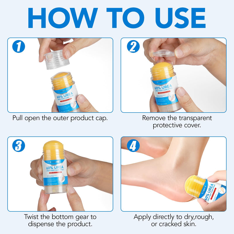 Uruses 3Pack Urea Cream 60% plus Salicylic Acid 2% Urea Foot Care Stick,Foot Cream for Foot Callus Remover, Feet Moisturizer Stick for Dry Cracked Heels, Hands, Knees,Hydrating Heel Balm, Easy To Use - BeesActive Australia