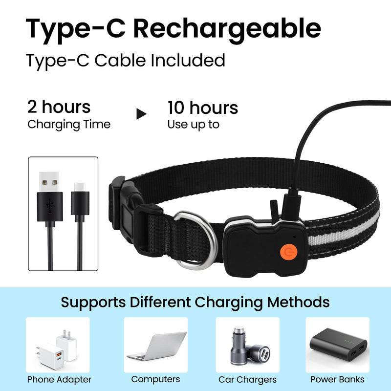 Dog Collar Luminous Rechargeable, Luminous Dog Collar 7 RGB Color Changing with 8 Light Modes, Adjustable LED Waterproof for Small Medium Large Dogs Collar, Black M - BeesActive Australia
