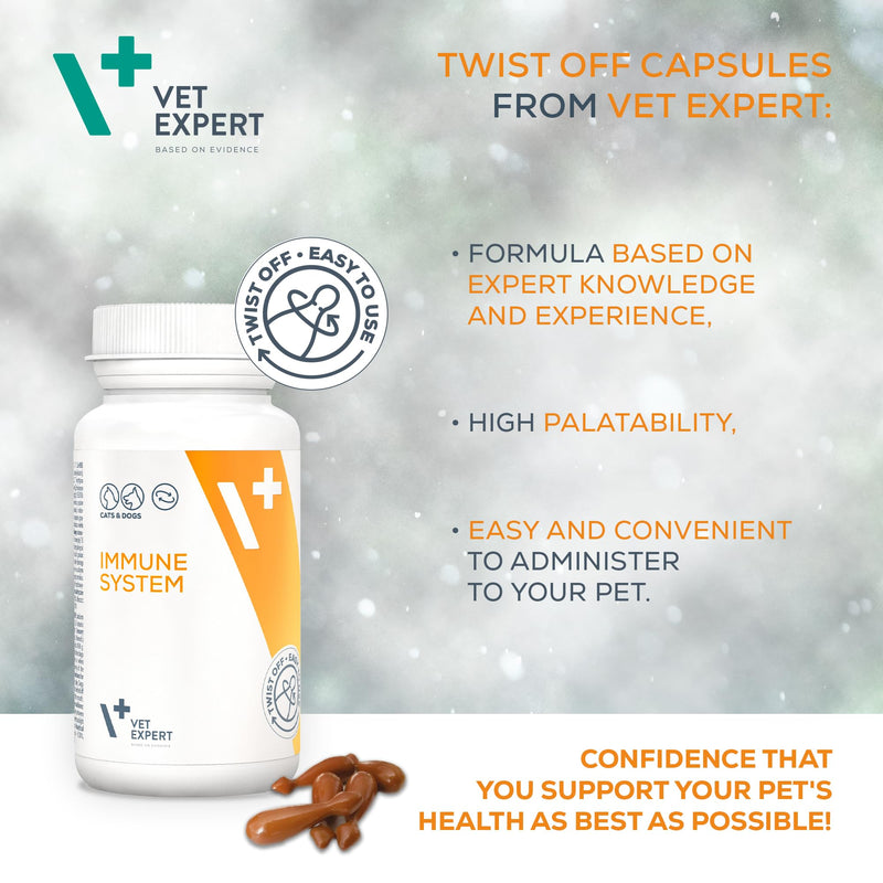 Vet Expert Immune System Support Supplement for Dogs and Cats – Boosts the Immune System with Beta-Glucan, HMB, and Echinacea Purpurea Extract – 30 Twist-Off Capsules