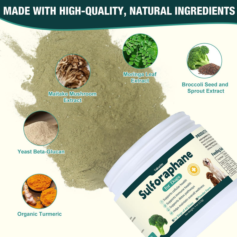Sulforaphane Supplement for Dog, Sulforaphane Powder for Dogs, Promotes Sulforaphane Production, Cellular & Immune Function Support, Easy-to-Use Powder for Aging & Senior Dogs, 4Oz