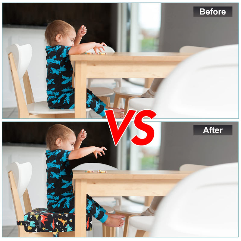 Toddler Booster Seat for Dining Table, Washable Thick Strong Support Portable Booster Chair for Toddlers Eating, Easy Cleaning Booster Seat Cushion Detachable with Fix Straps Black - BeesActive Australia