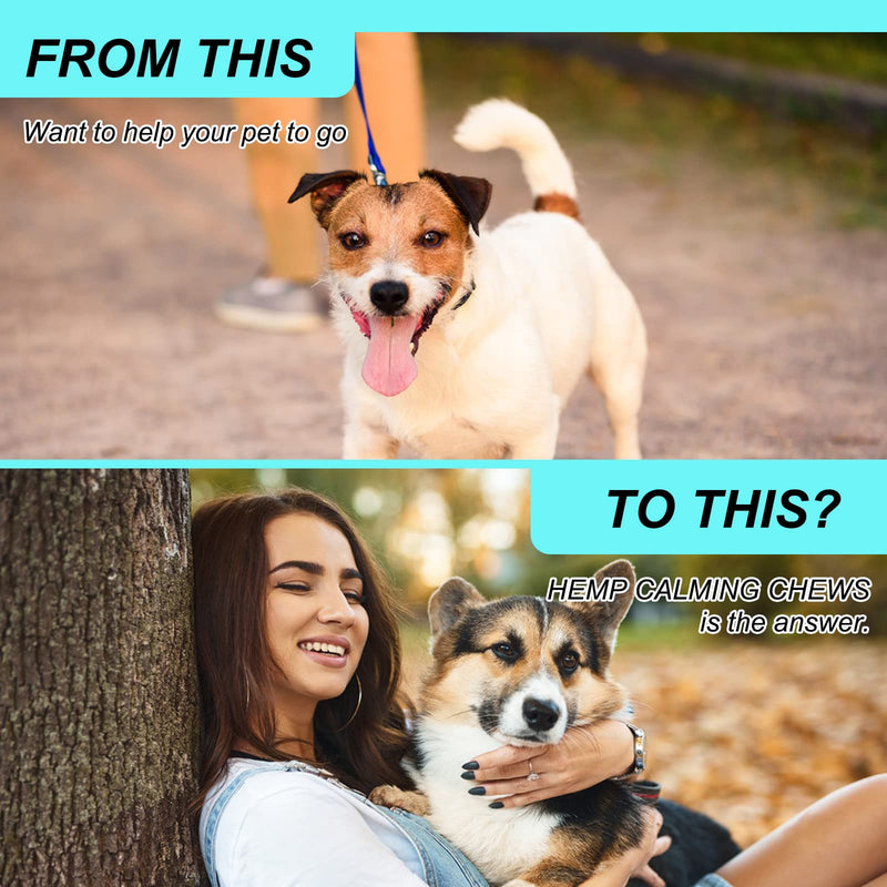Dog Calming Chews, Hemp Calming Anxiety Relief Treats For Dogs, Reduce Stress, Fear, Separation Anxiety, Barking, Hyperactivity, Reactivity, Aggression, 150pcs