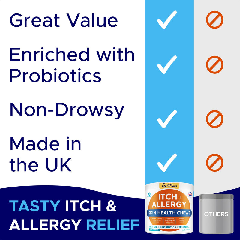 Itchy Dog Skin Relief - Allergy Support Chews - Skin & Coat Supplement - Omega 3 Fish Oil - Itching & Paw Licking - Dry Skin & Hot Spots - 90ct/Pork 90 Soft Chews