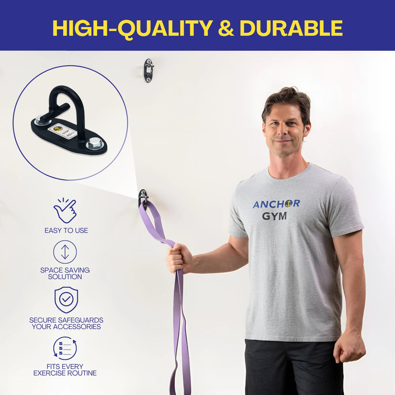 Anchor Gym Mini H1 - Resistance Band Wall Anchors for Home Workouts | Wall Mount Anchor for Resistance Bands, Stretch Straps & Suspension Trainers Black - BeesActive Australia