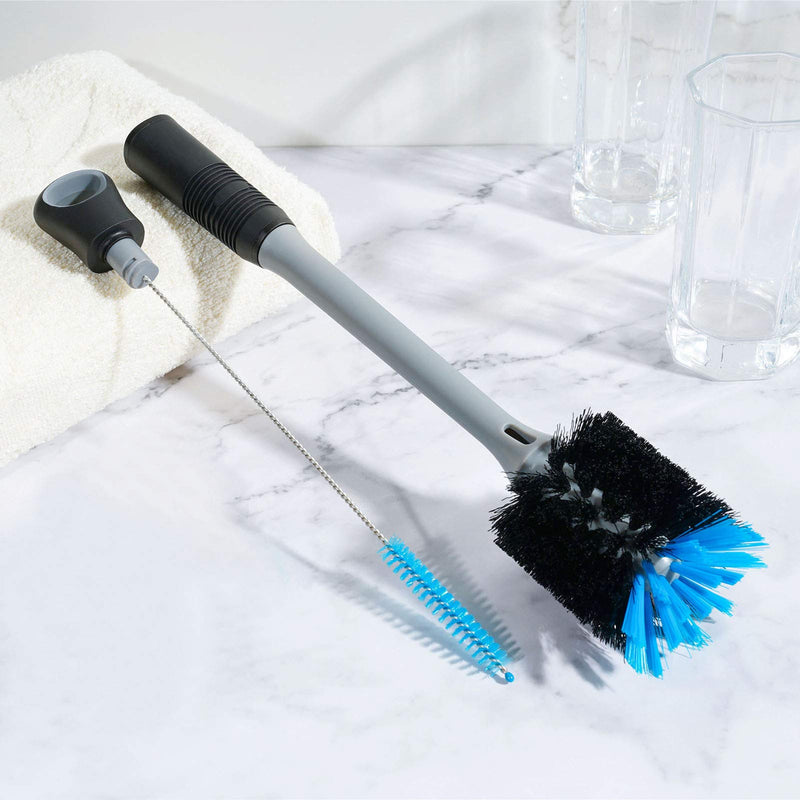 2-in-1 Bottle Brush with Straw Brush, Long Handle Water Bottle Scrubbing Brush, Built for Cleaning Sport Bottles, Baby Bottles, Water Bottles, Coffee Mugs, Wine Decanters, Flask, 1 Pack 1 Count (Pack of 1) - BeesActive Australia