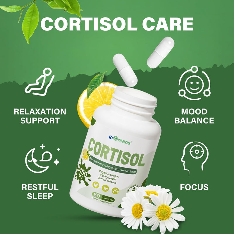 inGreens Cortisol Supplement, 15-in-1 Cortisol Manager with Ashwagandha, L-Theanine & Magnesium, Supports Cortisol Health, Relaxation & Restful Sleep, 60 Capsules 60 Count (Pack of 1)