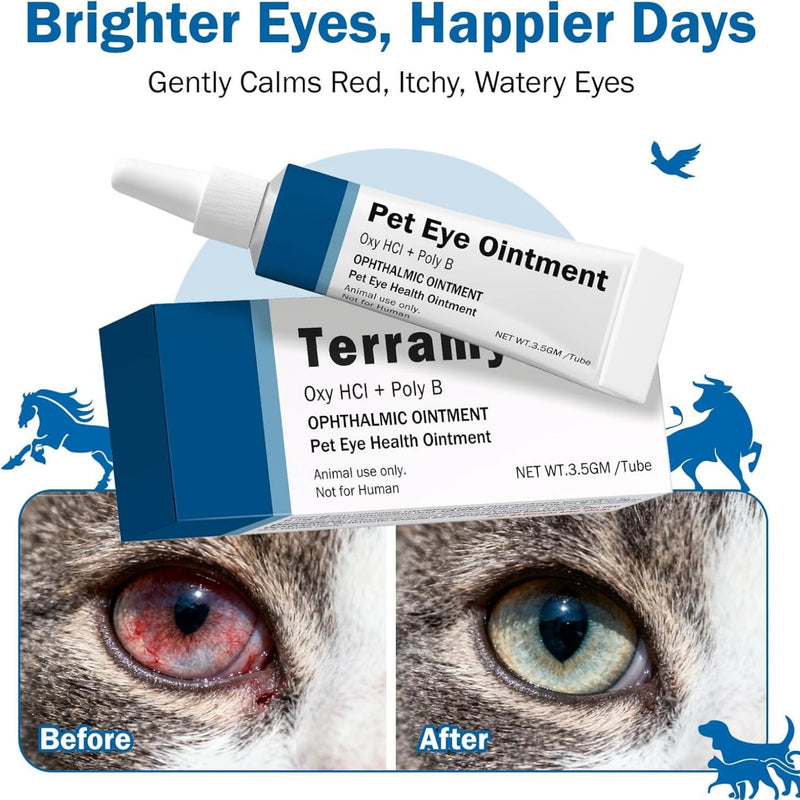 POLKA Terramypol Eye Ointment for Cats and Dogs, Horses, Birds, Sheep 3.5g/0.125oz - Pack of 2