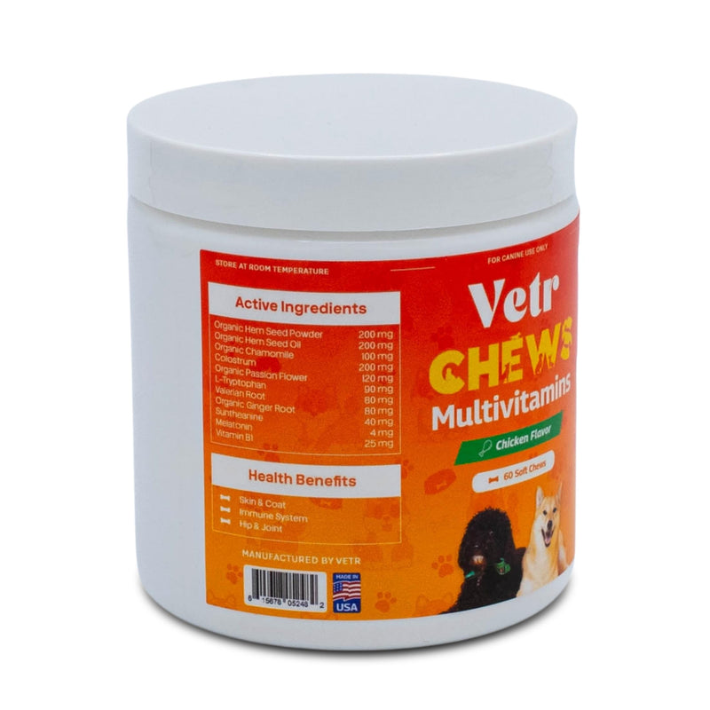 Vetr Dog Multivitamin Treats, 60 Chews Chicken Flavor, Daily Pet Dog Vitamins and Supplements with Glucosamine, Chondroitin, & Probiotics, Hip & Joint, Immune Support, & Digestive Care