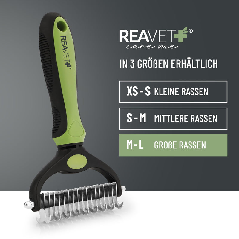 ReaVET dog brush & cat brush undercoat brush for long hair I large breeds (size M-L) I removes undercoat & tangles I with massage effect & top hair protection I fur brush for dogs, cats large breeds (size M-L) - BeesActive Australia