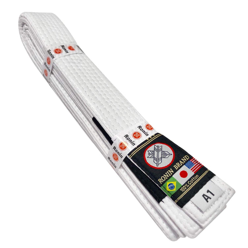 Ronin BJJ Gi Belt – Brazilian Jiu Jitsu Belt - Poly/Cotton Fabric A3 White - BeesActive Australia