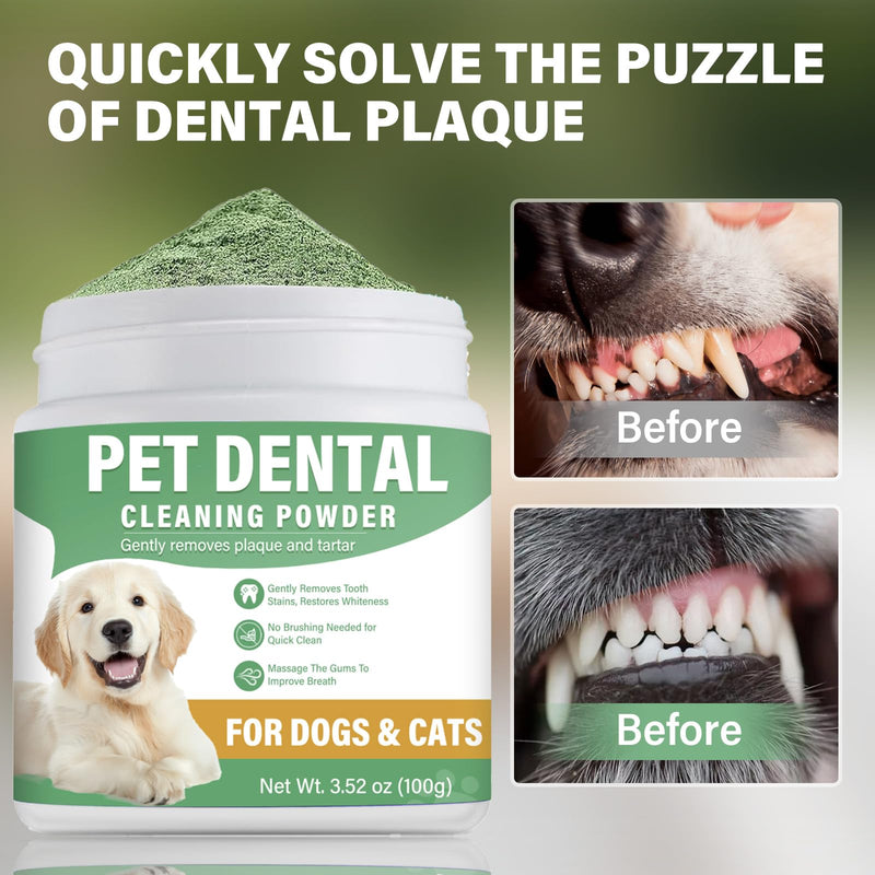 Dog Teeth Cleaning Powder, Dog Dental Powder, Dog Tooth Powder for Removing Plaque, Tartar, and Bad Breath, Dental Powder for Dogs, No Needed Brushing for Small, Medium, Large Dogs - BeesActive Australia